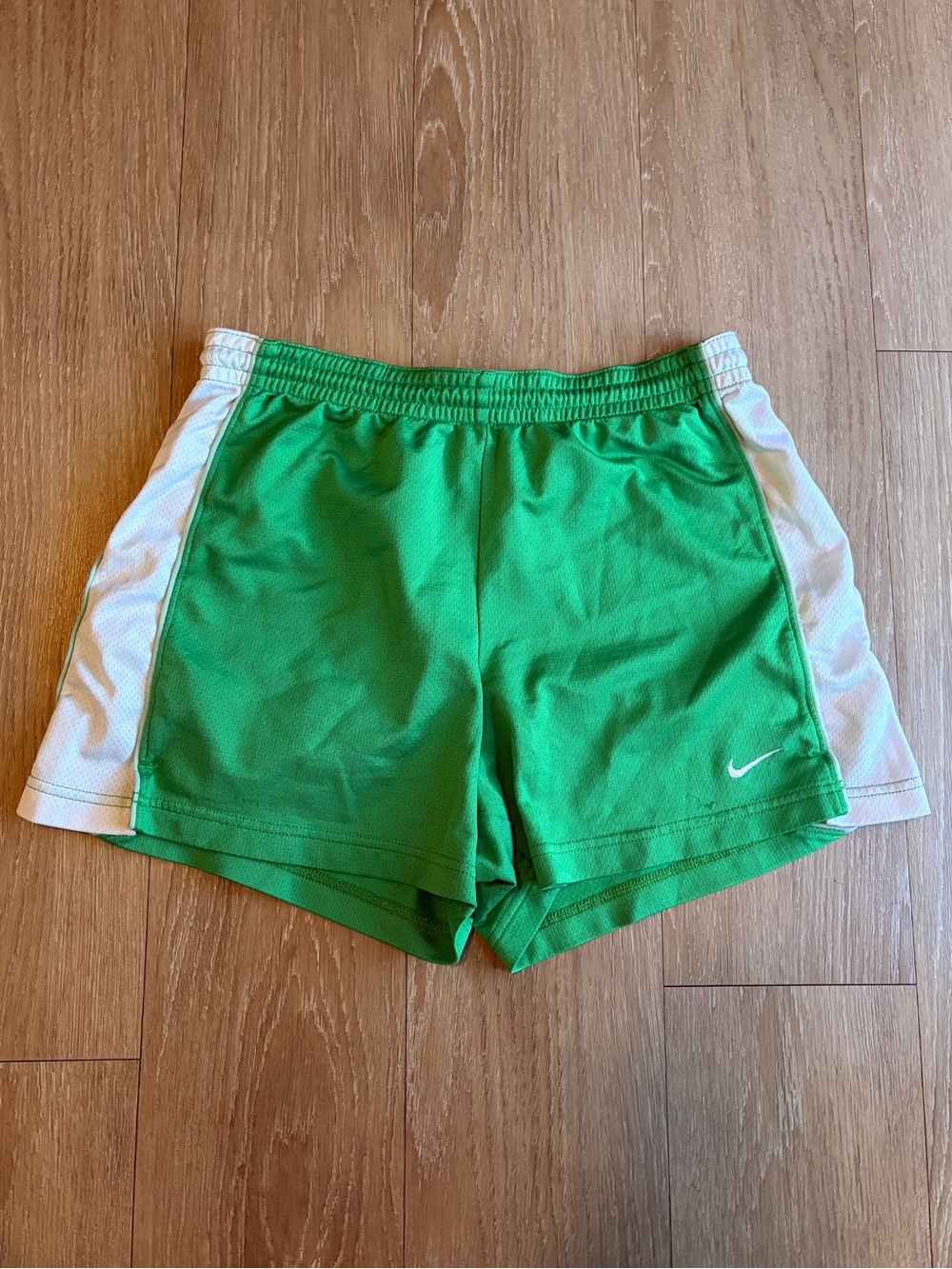 Nike Green Athletic Shorts w/ White Side Panels